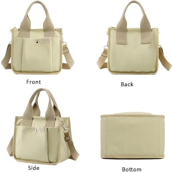 Amazon.com: Tuobo Small Tote Bag with Zipper, Canvas Multi  Small Canvas Tote Bag with Zipper Multiple Pockets Crossbody Purse for Women